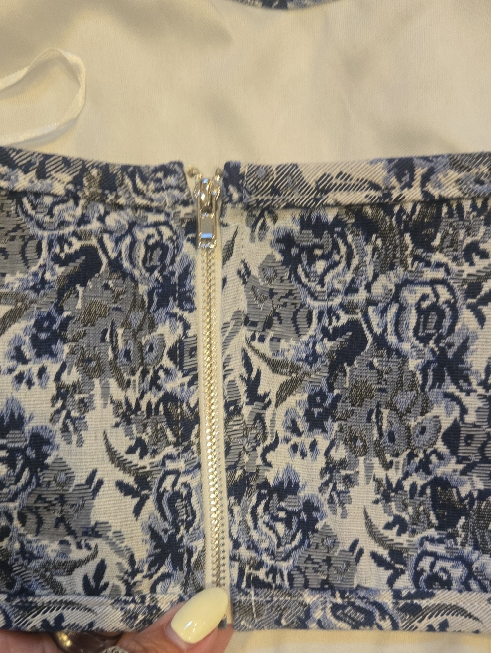New Altar'd State Denim Blue Floral Print Back Zipper Corset - Picture 6 of 10